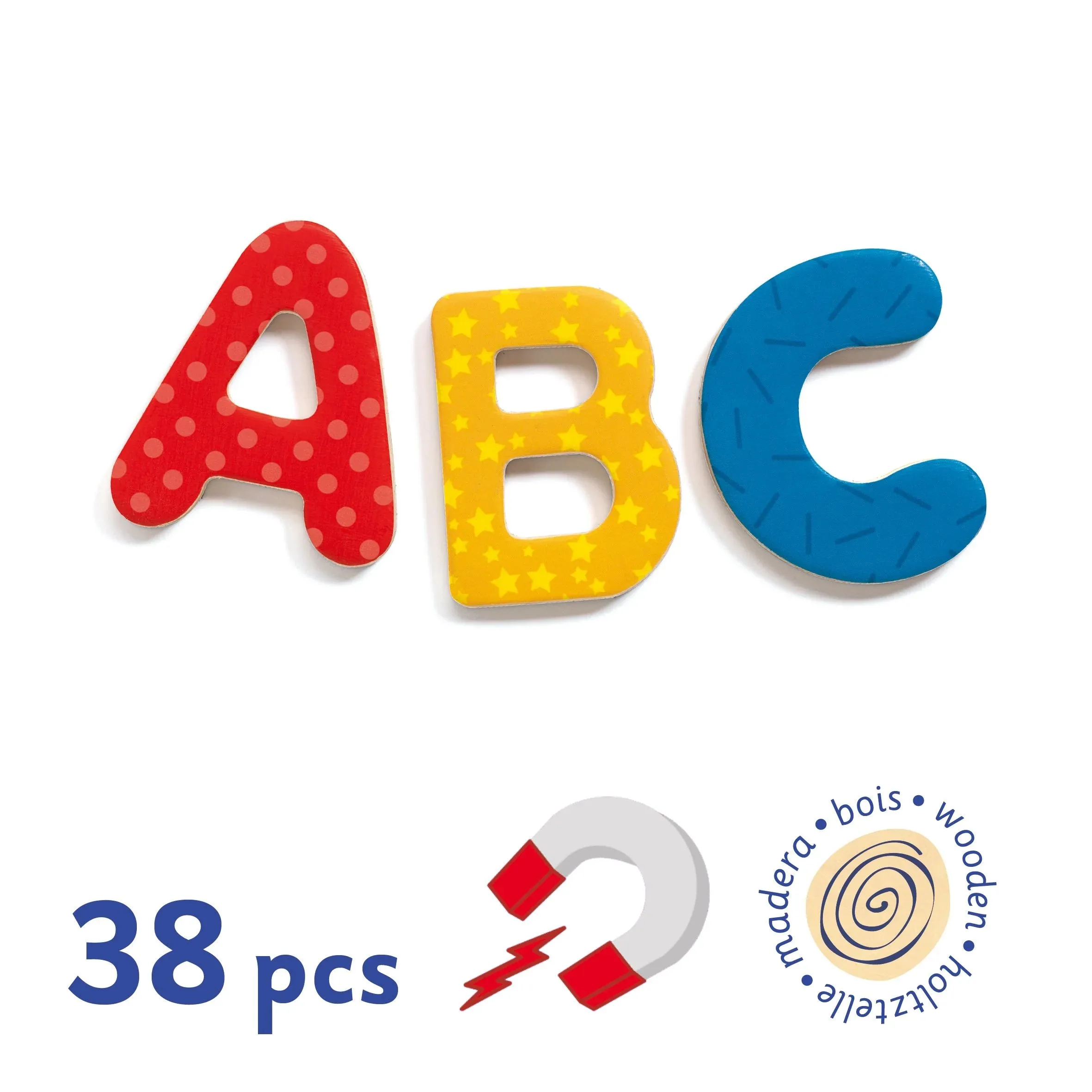 38 Big Letters Alphabet Wooden Magnets