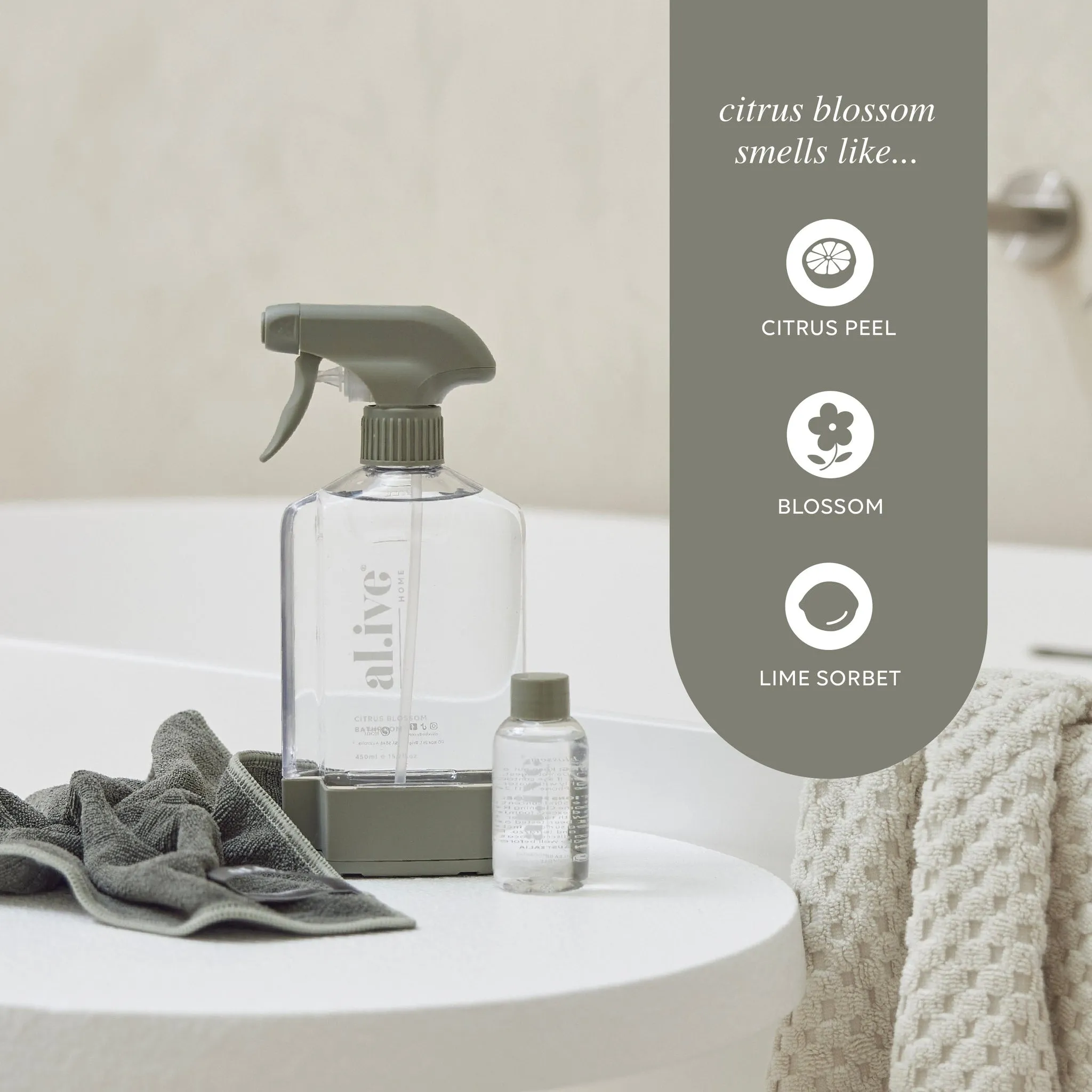 Al.ive Body Bathroom Kit Forever Bottle, Station, Concentrate & Cloth