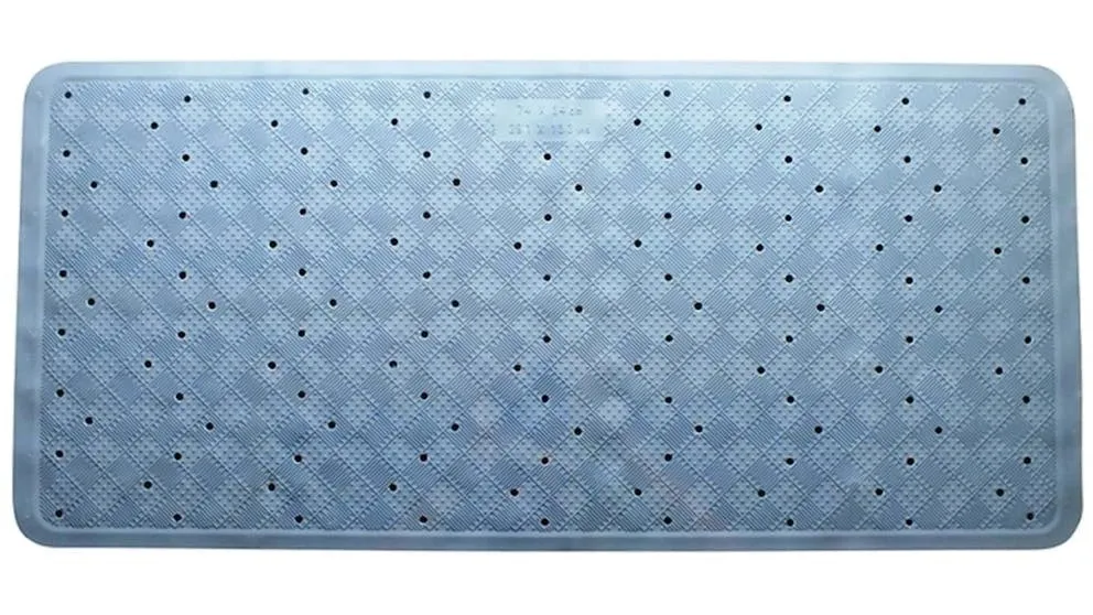 Anti Slip Loofah Shower Rug Non Slip Bathroom Bath Mat Carpet Water Drains - Blue