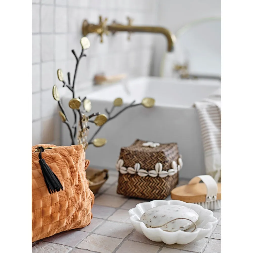 Beech Wood Bath Brush w/ Elastic Band & Metal Rivets, Natural
