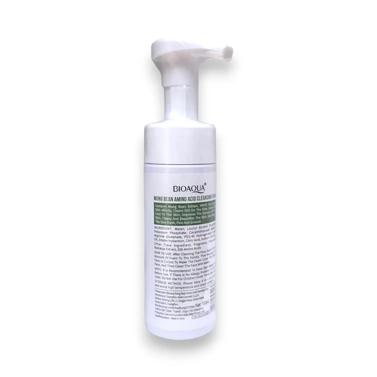 Bioaqua Mung Bean Amino Acid Cleansing Foam 150ml