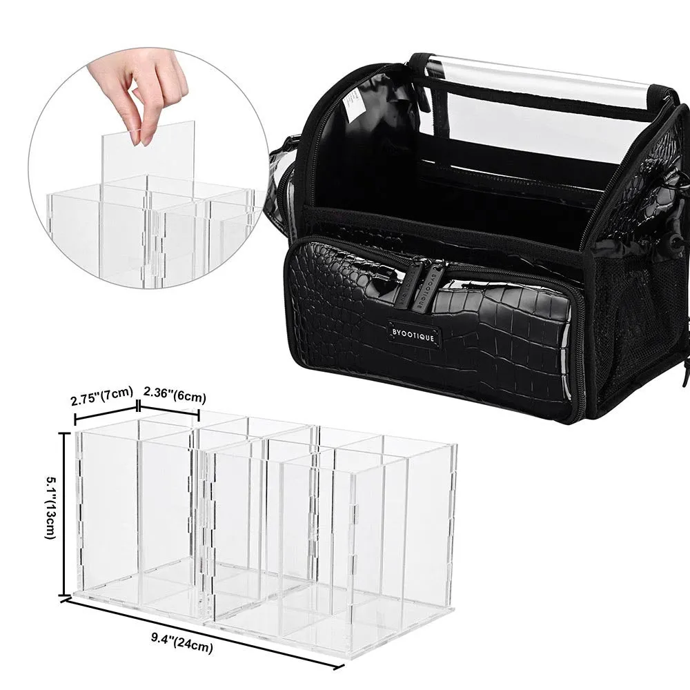 Byootique Essential Foldable Makeup Train Case Acrylic Brush Holder