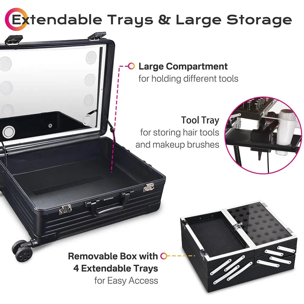 Byootique Urstudio 24" Makeup Case with Light up Mirror & Stand