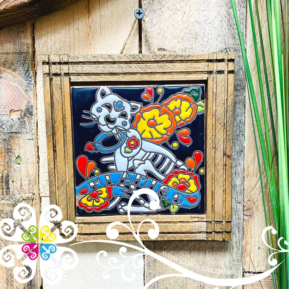 Cat With Flowers - Day of The Dead Wall Art