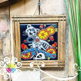 Cat With Flowers - Day of The Dead Wall Art