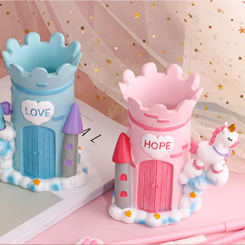 Cute Unicorn Castle Pen Holder