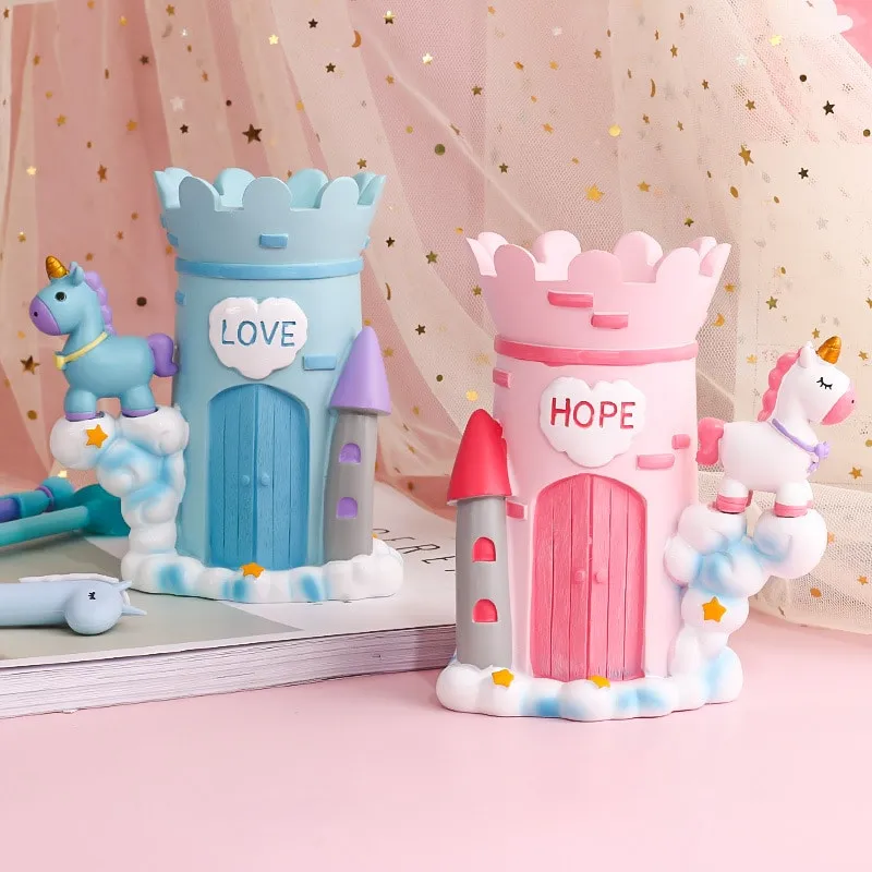 Cute Unicorn Castle Pen Holder