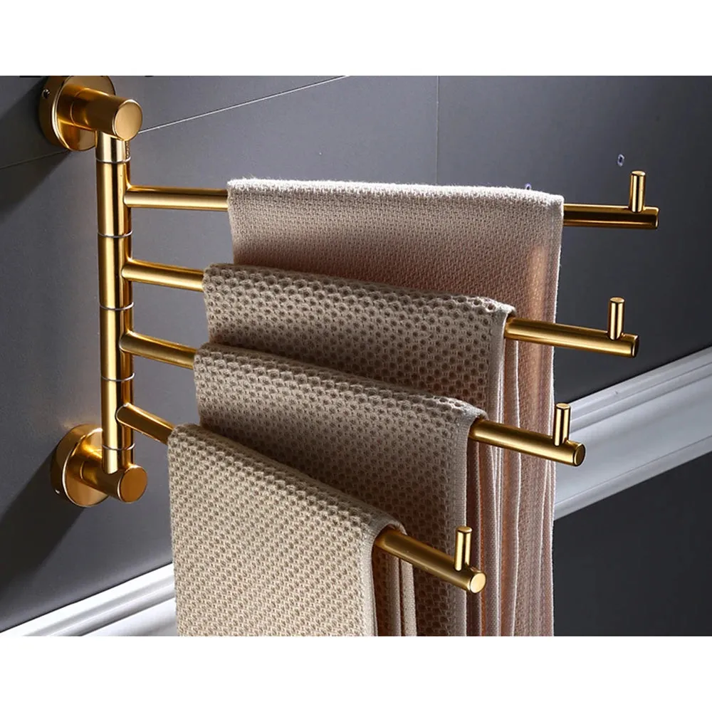 Double Pole Multi Pole Bath Towel Rack Golden Rotating Towel Rack