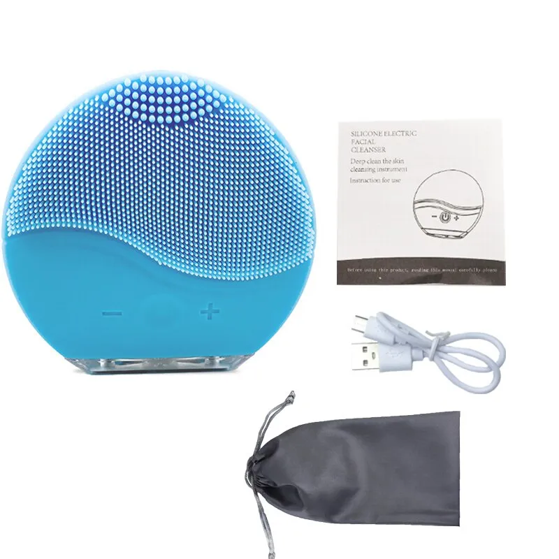 Electric face Facial Cleansing Brush Mini USB Silicone Sonic Cleaner Deep Pore Cleaning Waterproof Skin Massage