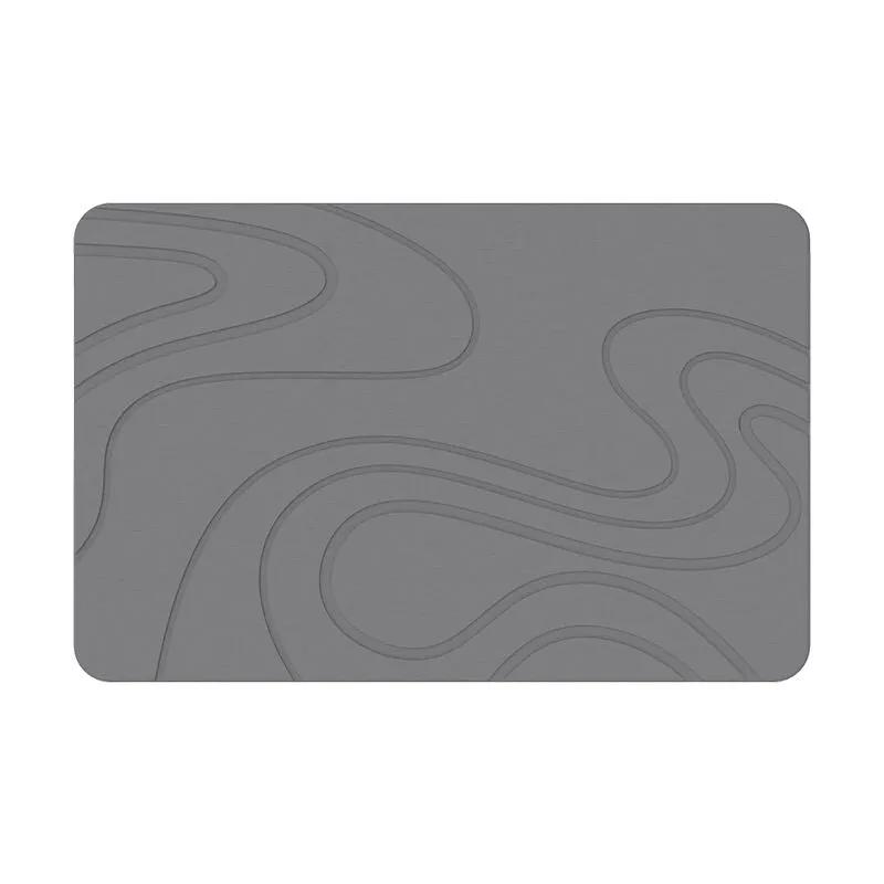 Hard Diatomite Bath Mat Super Dry Anti-Slip - Dark Grey & Squiggle Design