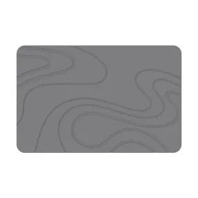 Hard Diatomite Bath Mat Super Dry Anti-Slip - Dark Grey & Squiggle Design