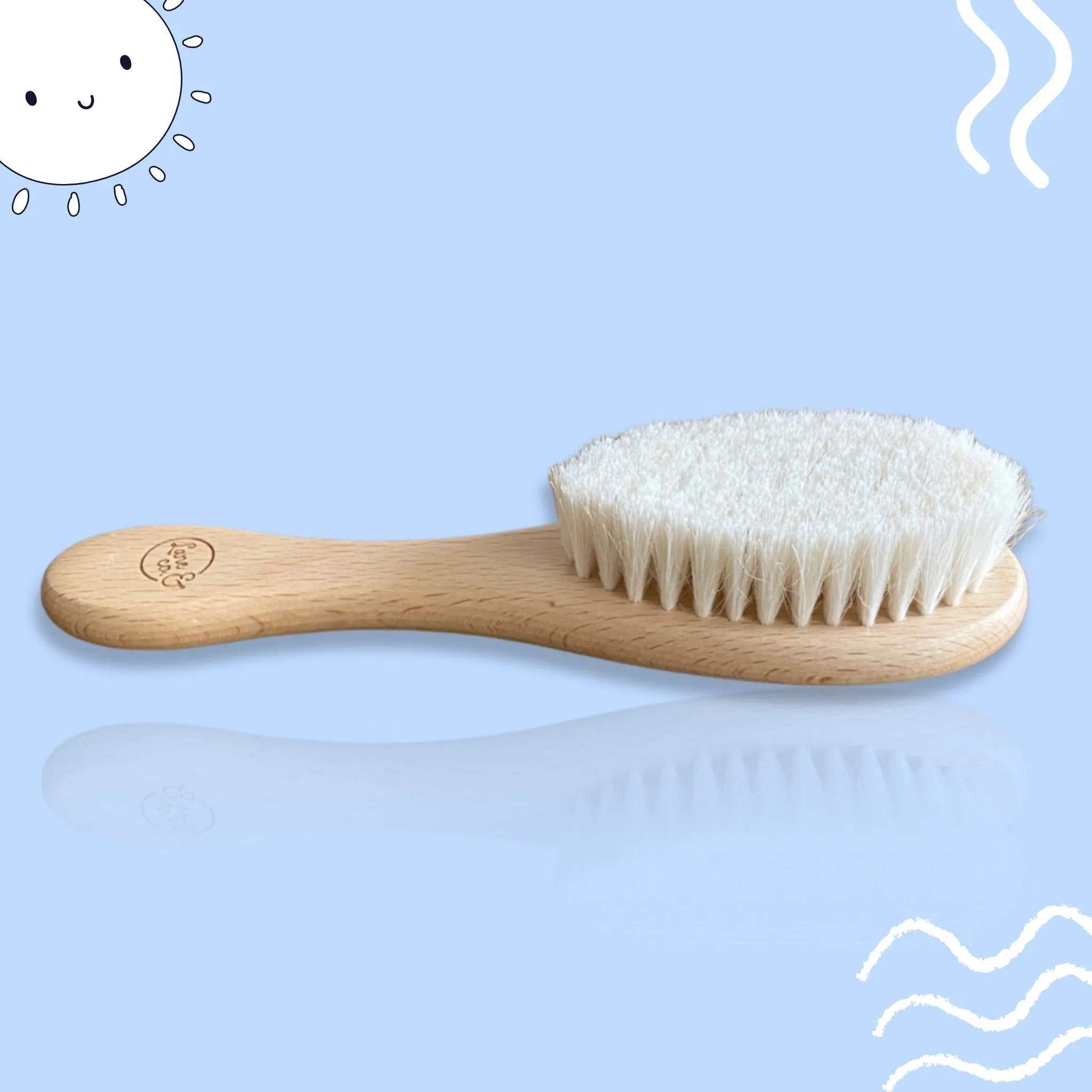 Natural Bristle Wooden Hairbrush for Newborn, Baby and Toddler