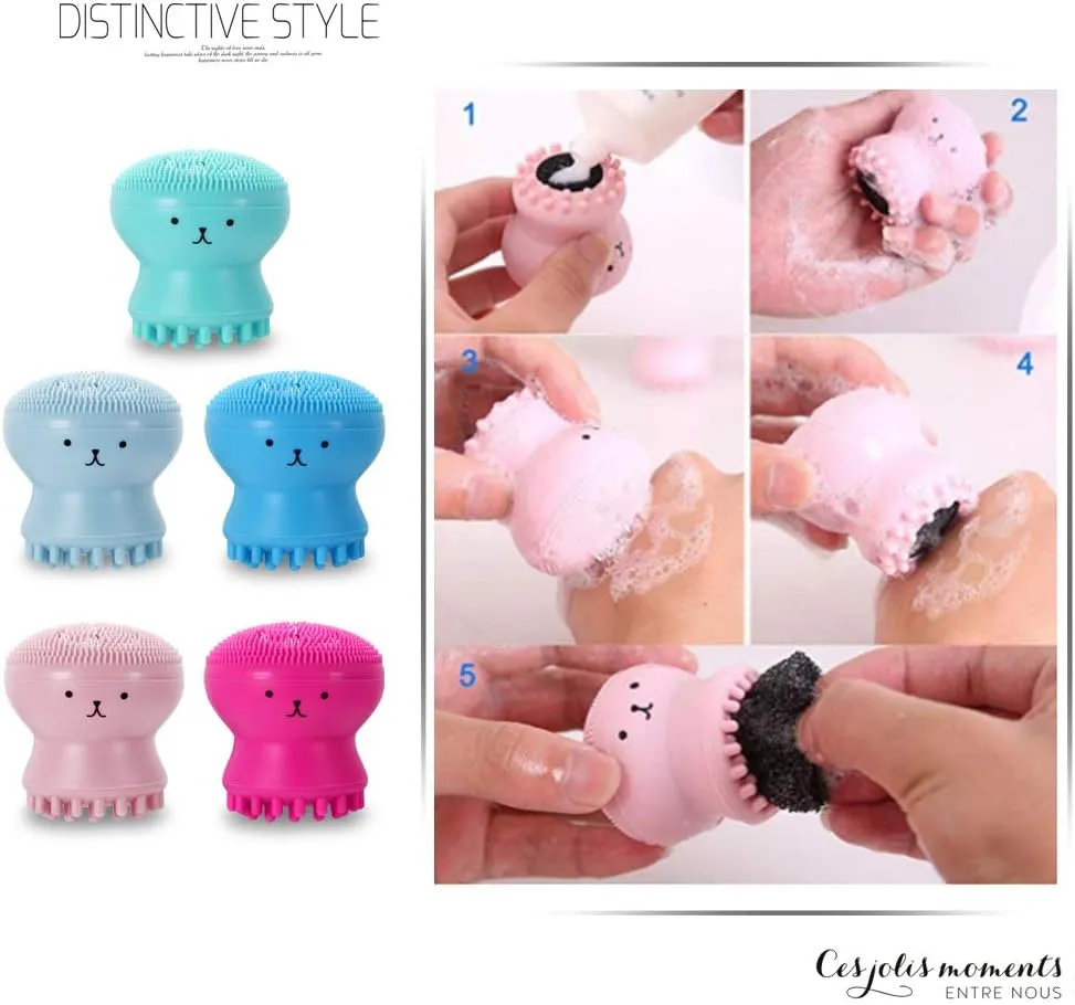Silicone Face Cleansing/Cleaning Brush -Silicone Facial Cleansing/Cleaning Brush Pore Cleaner Exfoliator Scrub Washing Skin Care Octopus Shape