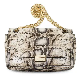 Tory Burch Elise Snake Ivory Shoulder Bag Natural Magnetic Closure Purse NEW
